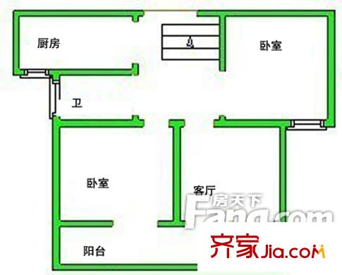 北城花園戶型圖戶型圖 2室1廳1衛(wèi)1廚