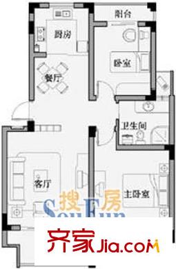北城花園戶型圖戶型圖 2室1廳1衛(wèi)1廚