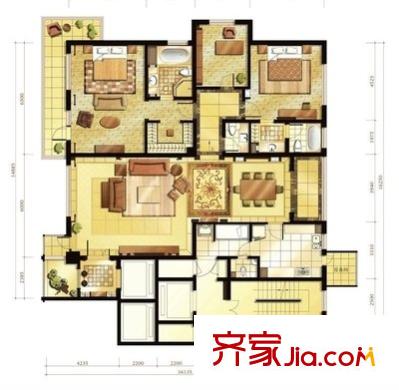 香榭假日山莊戶型圖戶型圖 4室2廳4衛(wèi)1廚