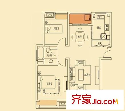 香榭假日山莊戶型圖戶型圖 2室2廳1衛(wèi)1廚