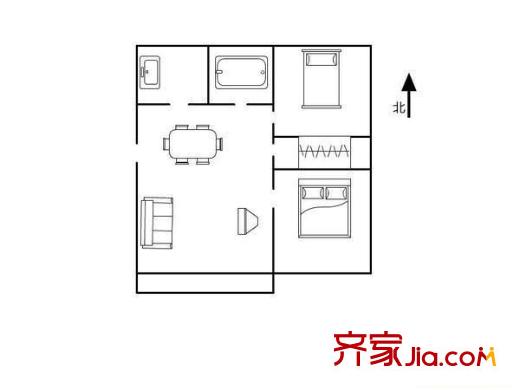 星城銘座戶(hù)型圖戶(hù)型圖 2室1廳1衛(wèi)1廚