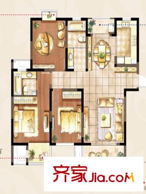 越湖家天下三期香舍戶型圖三期67#68#標(biāo)準(zhǔn)層F戶型 3室2廳2衛(wèi)1廚