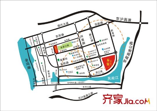 濱江苑交通圖區(qū)位示意圖