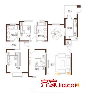 馨樂花園戶型圖戶型圖 3室2廳2衛(wèi)1廚