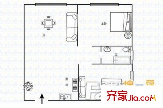 淞澤家園二區(qū)戶型圖406732154300 2室1廳1衛(wèi)1廚