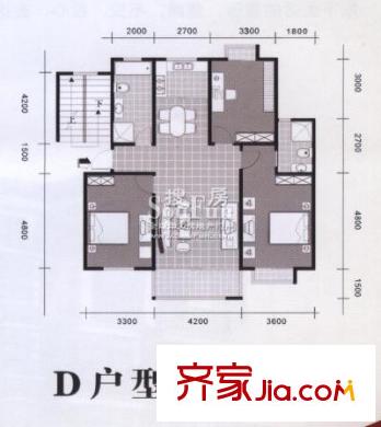 香溪花苑戶型圖D戶型 3室2廳2衛(wèi)1廚