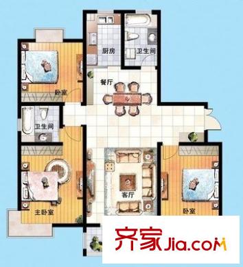 東苑新村戶型圖 戶型圖 3室2廳2衛(wèi)1廚