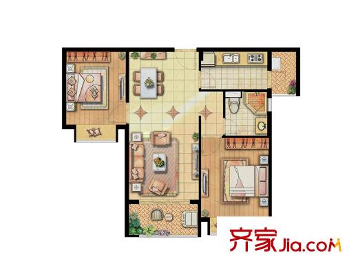 瑜翠園戶型圖1#高層標(biāo)準(zhǔn)層A戶型 2室2廳1衛(wèi)1廚