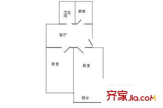 高浜新村戶型圖戶型圖 2室1廳1衛(wèi)1廚