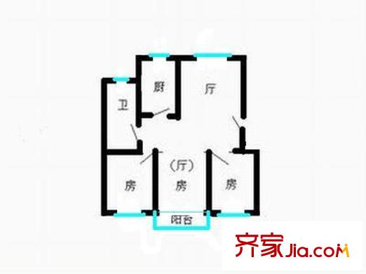 高浜新村戶型圖 戶型圖 2室2廳1衛(wèi)1廚