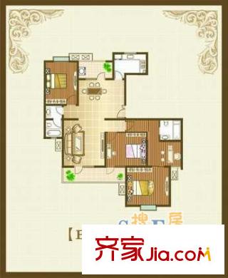 莫厘苑戶型圖E戶型 3室2廳2衛(wèi)1廚