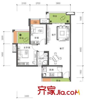 麗景國際戶型圖戶型圖 2室2廳1衛(wèi)1廚