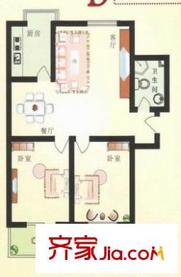 虹橋小區(qū)戶型圖戶型圖 2室2廳1衛(wèi)1廚