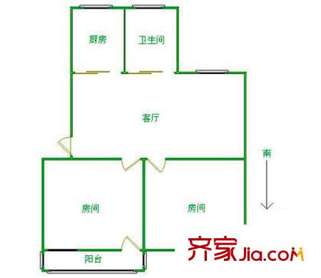西塘北巷戶型圖戶型圖 2室1廳1衛(wèi)1廚