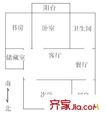 西塘北巷戶型圖 戶型圖 3室2廳1衛(wèi)1廚