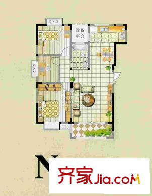 東景公寓戶型圖N戶型 3室2廳1衛(wèi)1廚