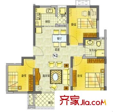 寶鄰苑 3室 戶型圖