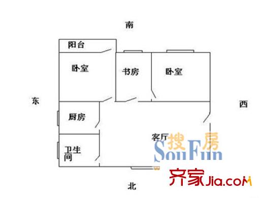 西塘北巷戶型圖戶型圖 3室1廳1衛(wèi)1廚