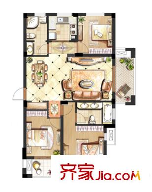 偉業(yè)迎春世家戶型圖一期2#7#多層標(biāo)準(zhǔn)層D1戶型 3室2廳2衛(wèi)