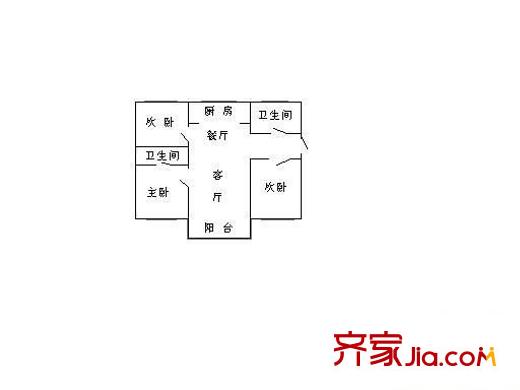花苑新村戶型圖戶型圖 3室2廳2衛(wèi)1廚