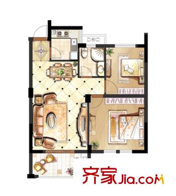 偉業(yè)迎春世家戶型圖一期1#3#6#10#多層標(biāo)準(zhǔn)層B2戶型 2室2廳1衛(wèi)