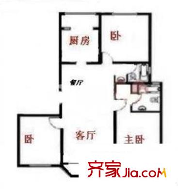圣緹哥二期戶型圖戶型圖 3室2廳2衛(wèi)1廚