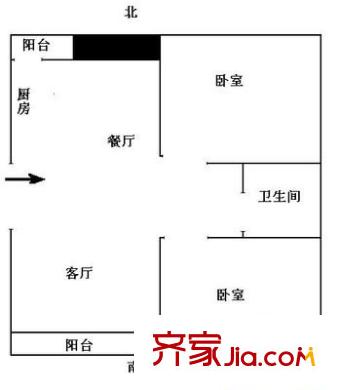 圣緹哥二期戶型圖戶型圖 2室2廳1衛(wèi)1廚