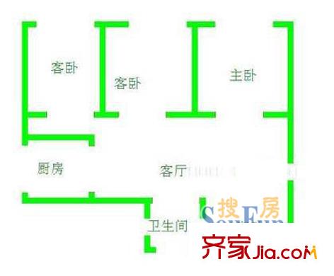 東園映象戶型圖 戶型圖 4室1廳1衛(wèi)1廚