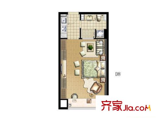 君地新大陸公寓 1室 戶型圖
