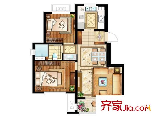 旭輝百合宮館戶型圖13、14、12、5#標準層A1戶型 2室1廳1衛(wèi)1廚