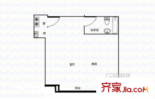 君地新大陸公寓戶型圖戶型圖 1室1廳1衛(wèi)1廚