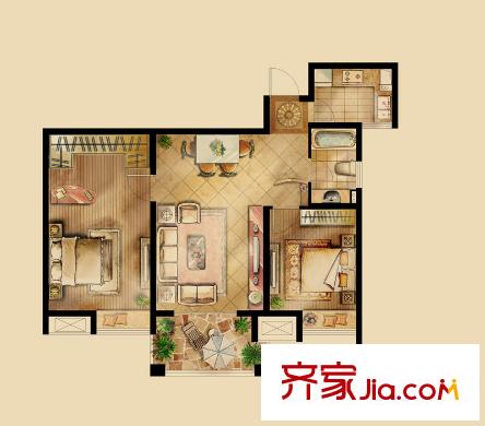 棲霞棲庭戶型圖一期高層10#11#12#標(biāo)準(zhǔn)層A戶型 2室2廳1衛(wèi)1廚