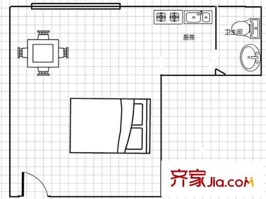 玉成家園戶型圖戶型圖 1室1廳1衛(wèi)1廚