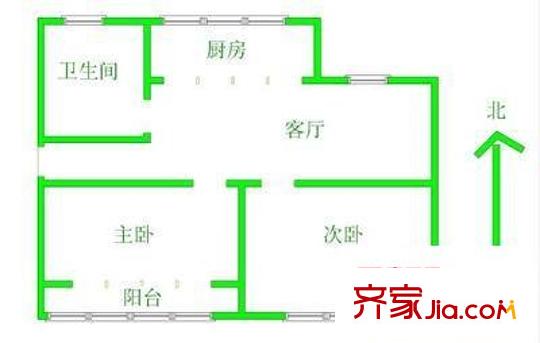 玉成家園戶型圖 戶型圖 2室1廳1衛(wèi)1廚