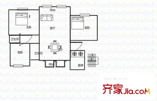 華庭苑戶型圖戶型圖 3室1廳2衛(wèi)1廚