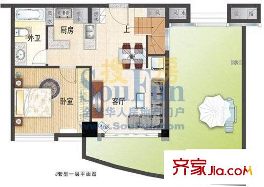 藍(lán)調(diào)都匯戶型圖戶型圖 1室1廳1衛(wèi)1廚