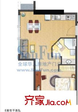 藍(lán)調(diào)都匯戶型圖戶型圖 1室1廳1衛(wèi)1廚