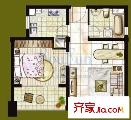 華庭苑戶型圖戶型圖 1室2廳1衛(wèi)1廚