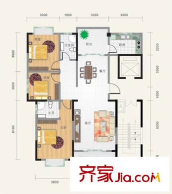 華庭苑戶型圖戶型圖 3室2廳2衛(wèi)1廚