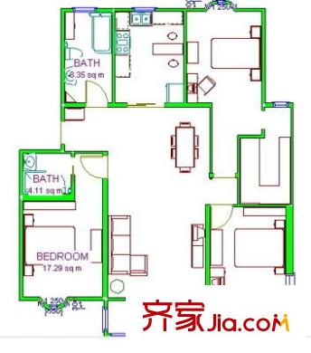 新世紀(jì)花園吳中戶型圖戶型圖 3室2廳1衛(wèi)1廚
