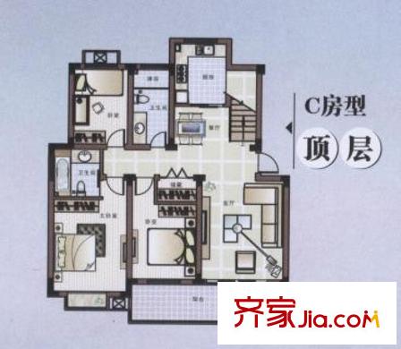 御庭苑戶型圖戶型圖 3室2廳2衛(wèi)1廚