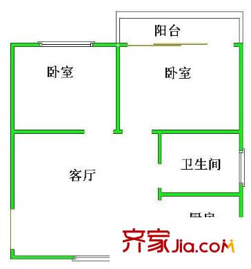 吳中商貿(mào)城戶型圖戶型圖 2室1廳1衛(wèi)1廚