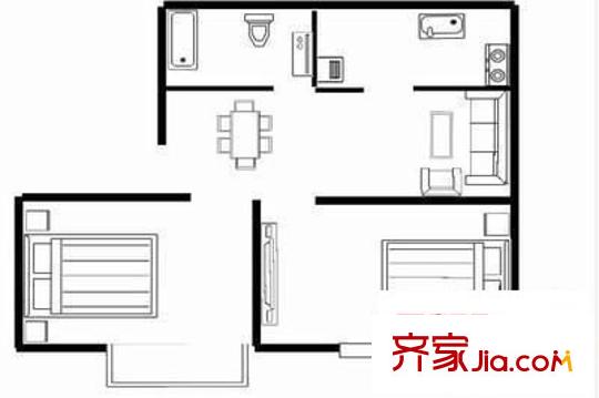 翠坊新村戶型圖戶型圖 2室1廳1衛(wèi)1廚