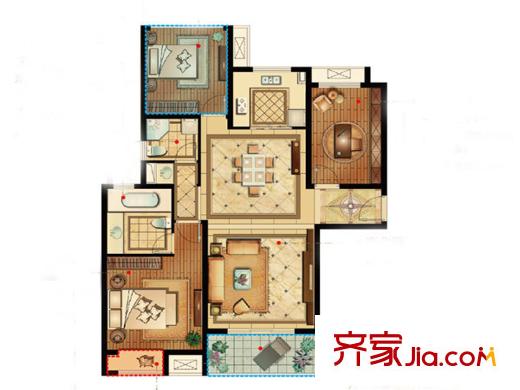 中銳尚城花園1期20#3期11#樓標(biāo)準(zhǔn)層B1戶型 3室2廳2衛(wèi)1廚