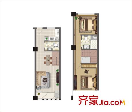 山合院戶型圖合御標準戶型 2室2廳1衛(wèi)1廚