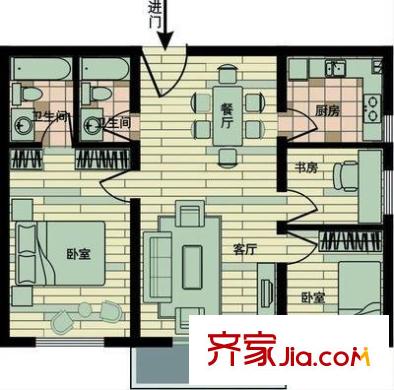 翠坊新村戶型圖戶型圖 3室2廳2衛(wèi)1廚