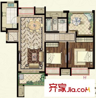 九龍倉碧堤半島光輝歲月戶型圖61#、67#A2戶型115平 2室2廳1衛(wèi)1廚