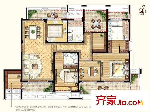 九龍倉碧堤半島光輝歲月戶型圖戶型圖 2室2廳2衛(wèi)1廚