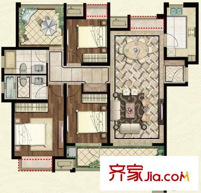九龍倉碧堤半島光輝歲月戶型圖戶型圖 3室2廳2衛(wèi)1廚
