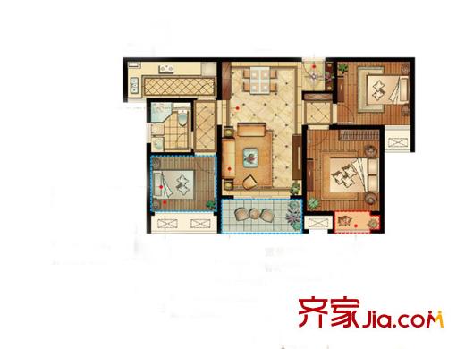中銳尚城花園1-3期11#12#20#18#樓標(biāo)準(zhǔn)層A1戶型 3室2廳1衛(wèi)1廚